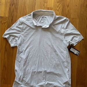 RHONE Men's Classic White and Black Striped Polo